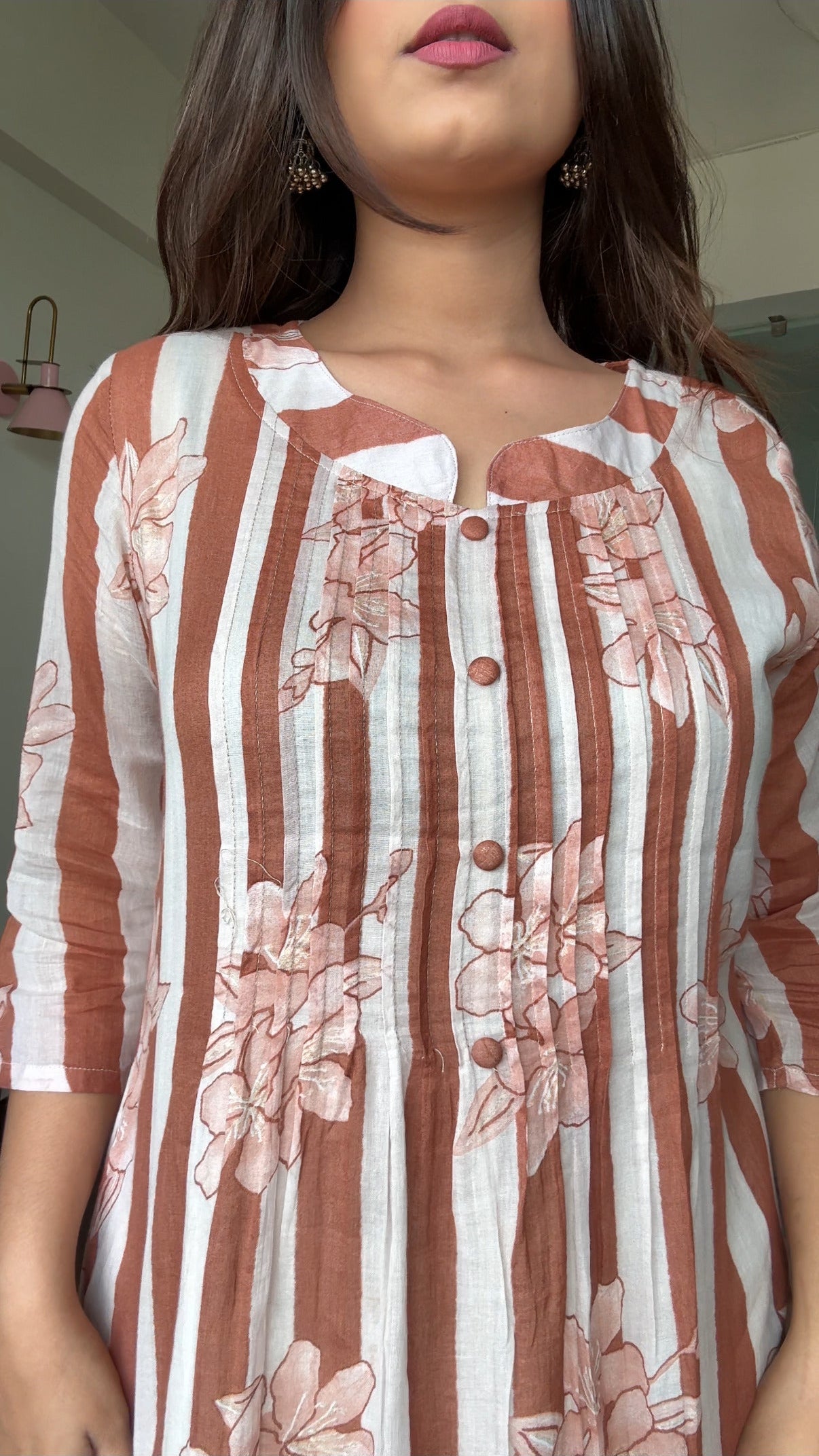 Mul Cotton Striped A Line Kurta Set