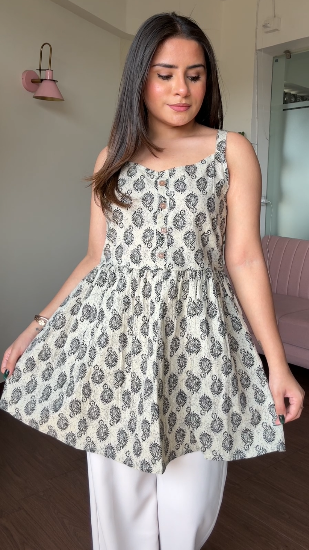 Block Printed Cotton Short Kurti