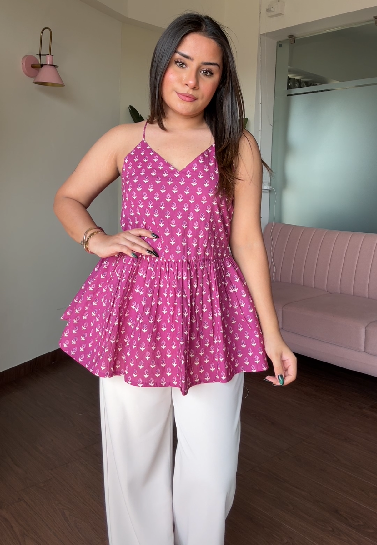Backless Peplum Cotton Short Kurti