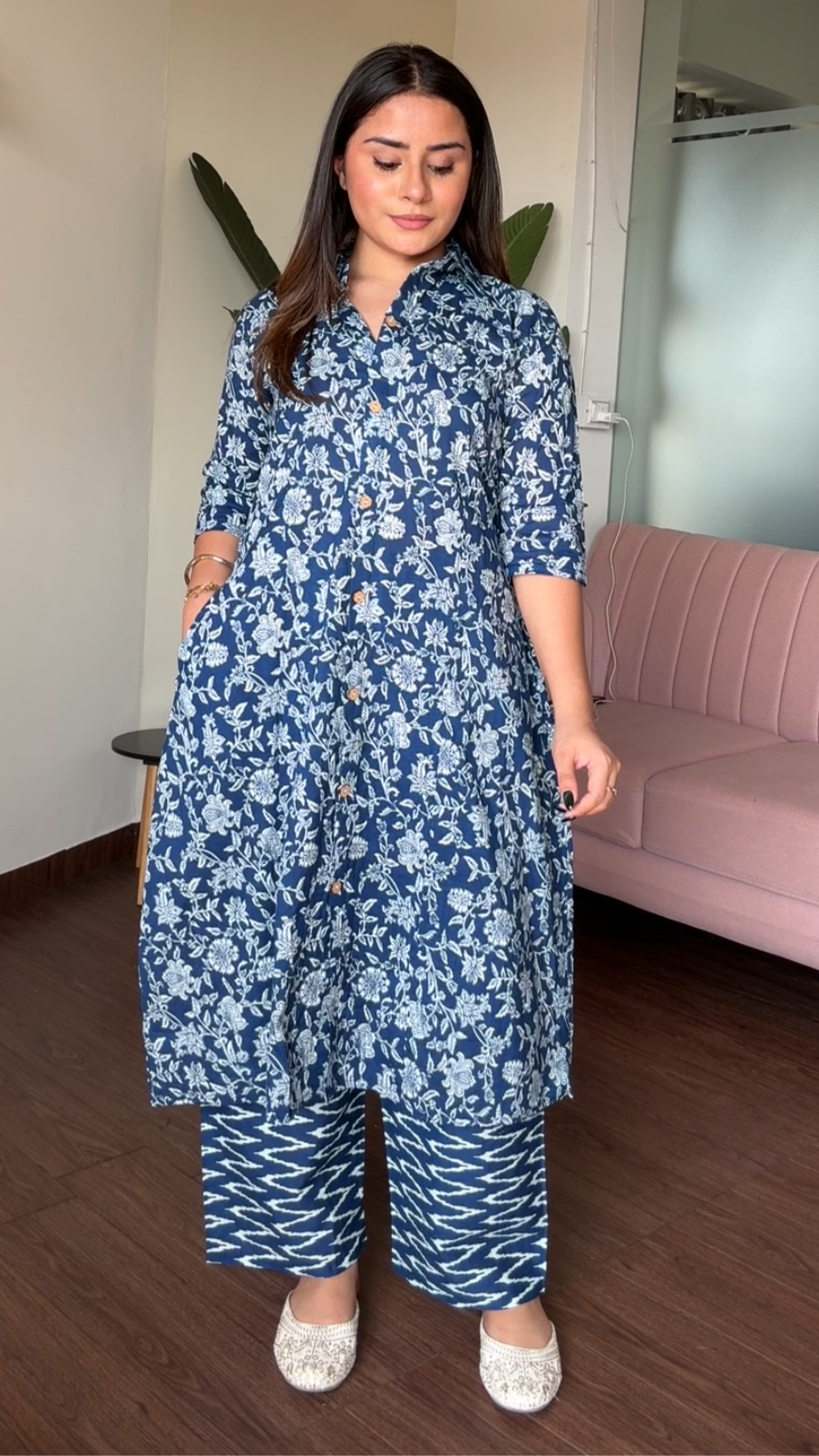Cotton Printed Plazo Set With Pockets