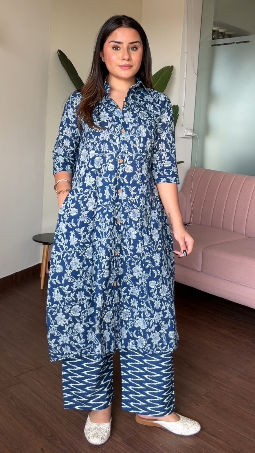 Cotton Printed Plazo Set With Pockets