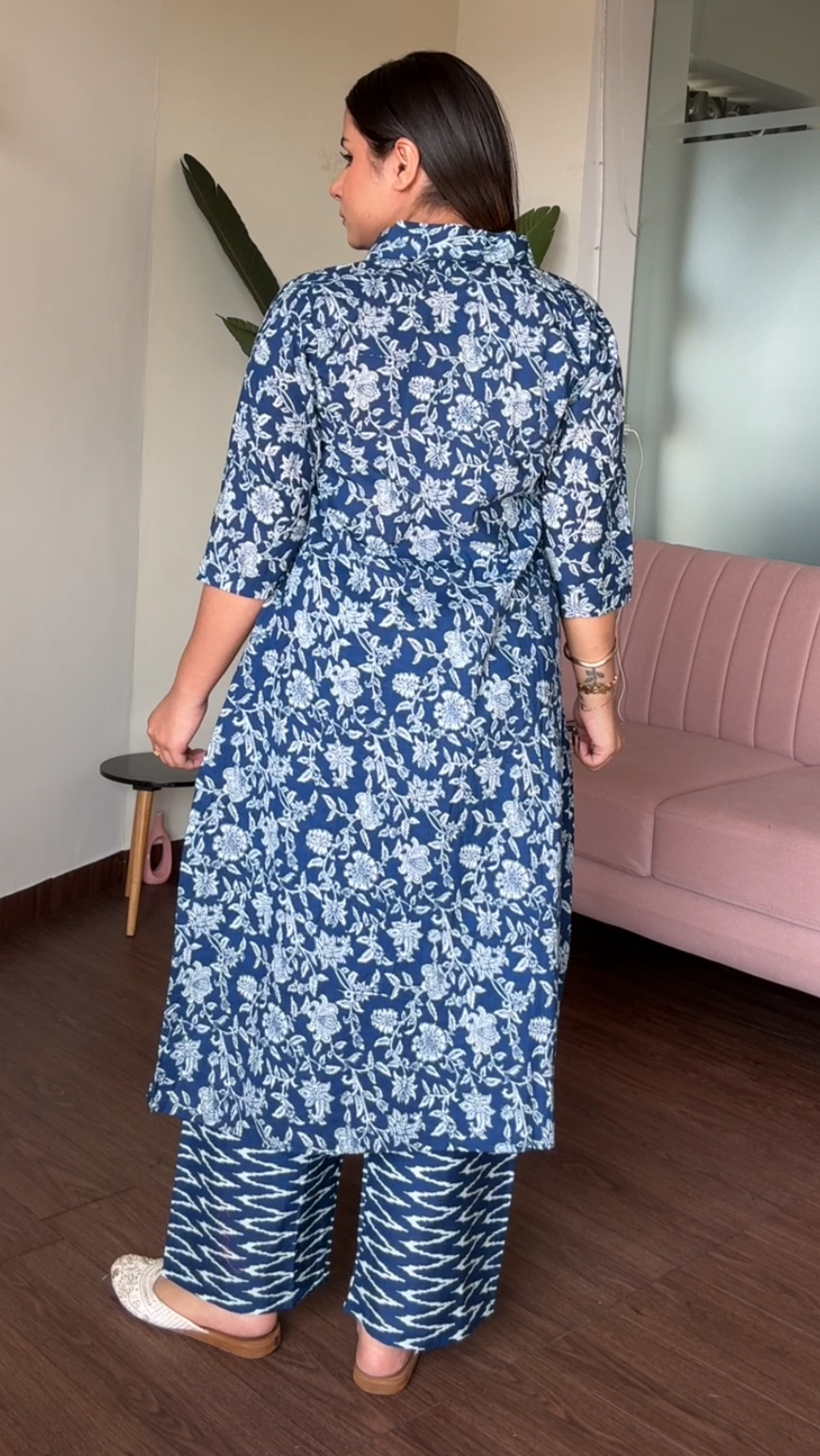 Cotton Printed Plazo Set With Pockets