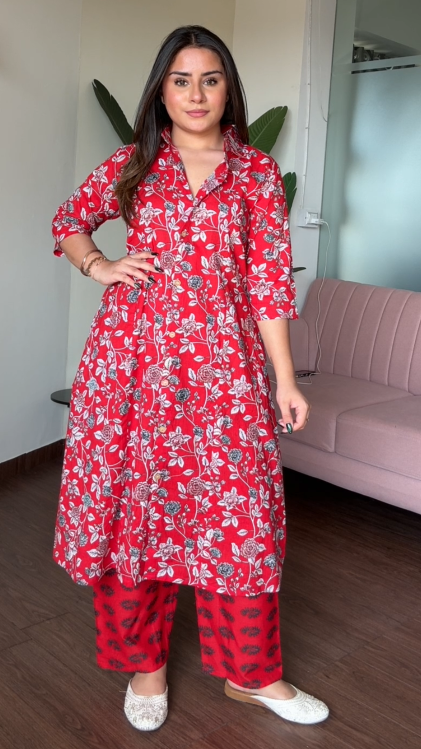 Cotton Printed Plazo Set With Pockets