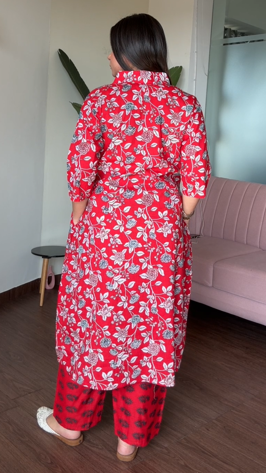 Cotton Printed Plazo Set With Pockets