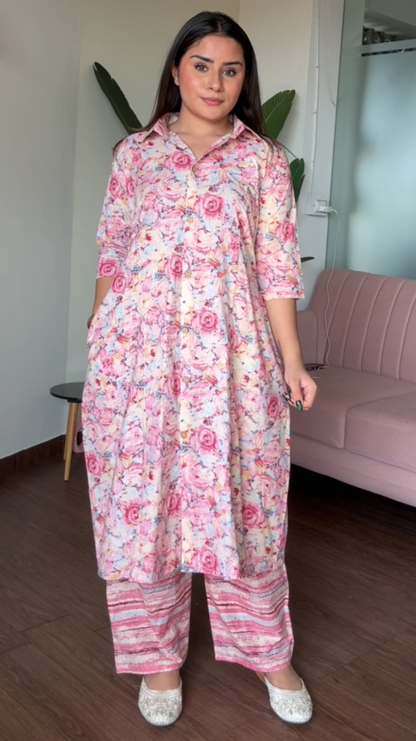 Cotton Printed Plazo Set With Pockets