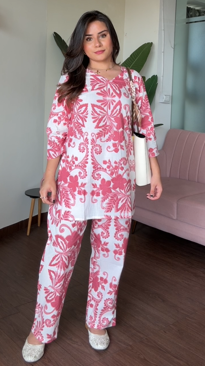 Cotton Blush Pink Basic Ethic Co-Ord Set