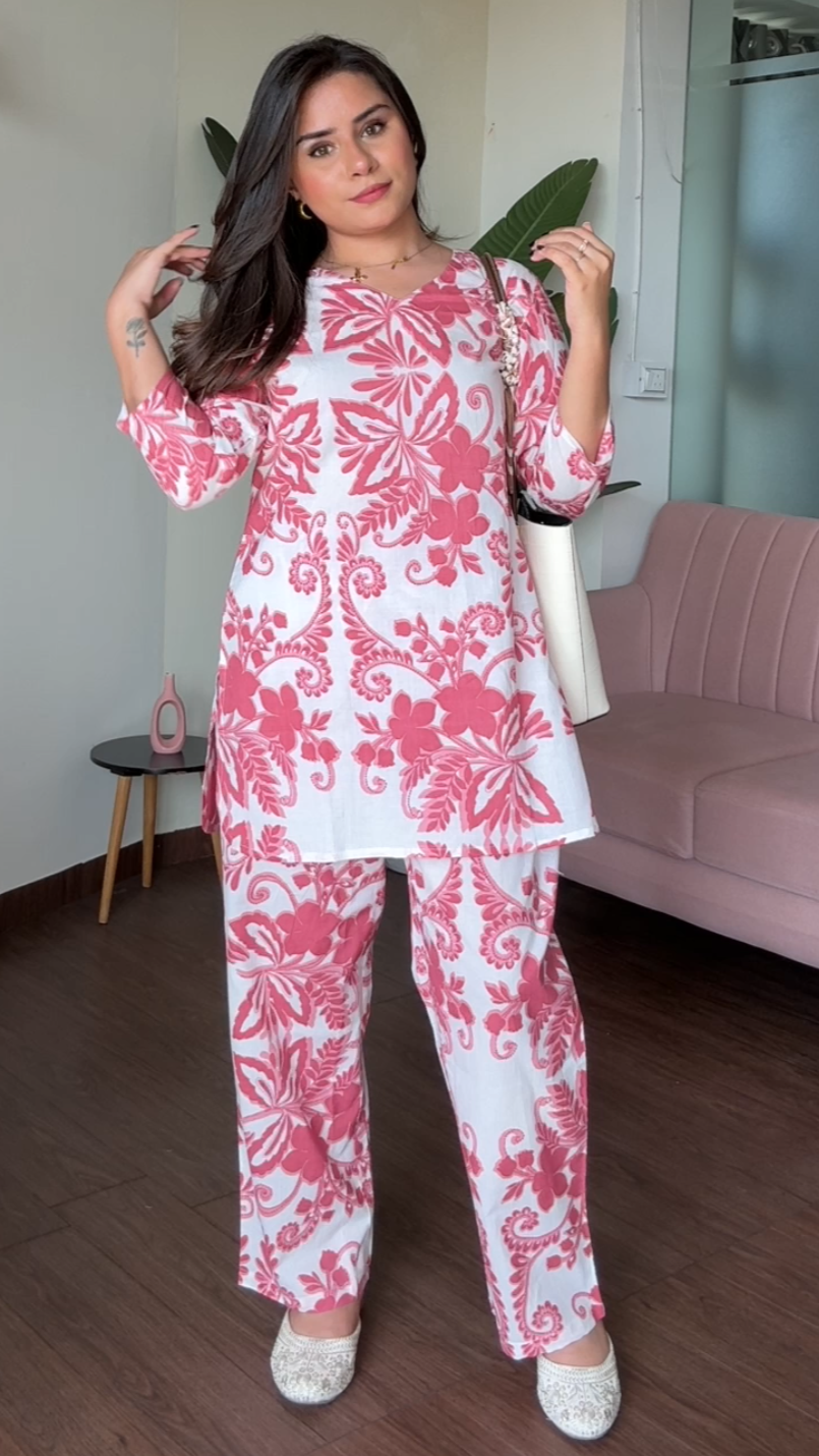 Cotton Blush Pink Basic Ethic Co-Ord Set