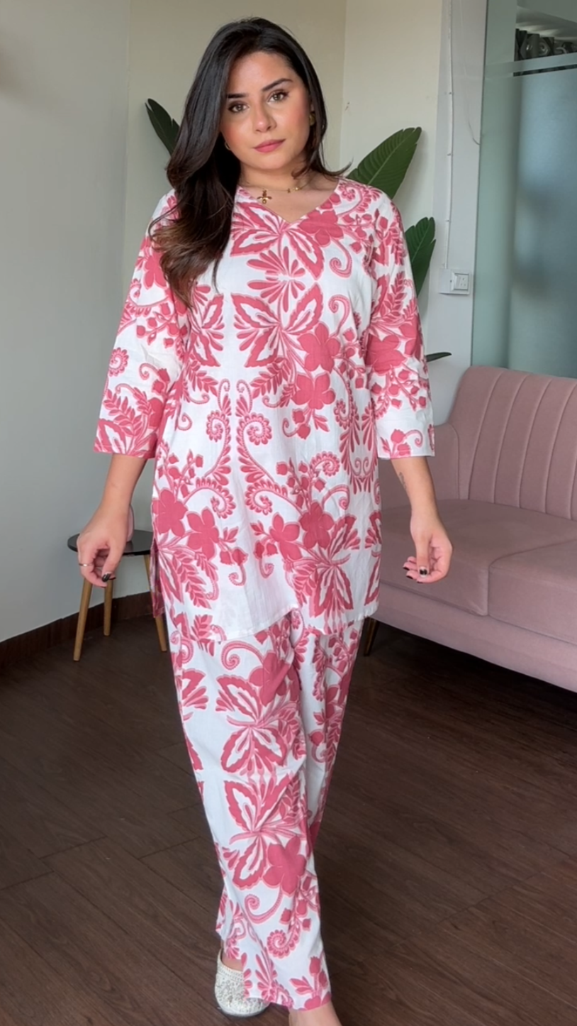 Cotton Blush Pink Basic Ethic Co-Ord Set