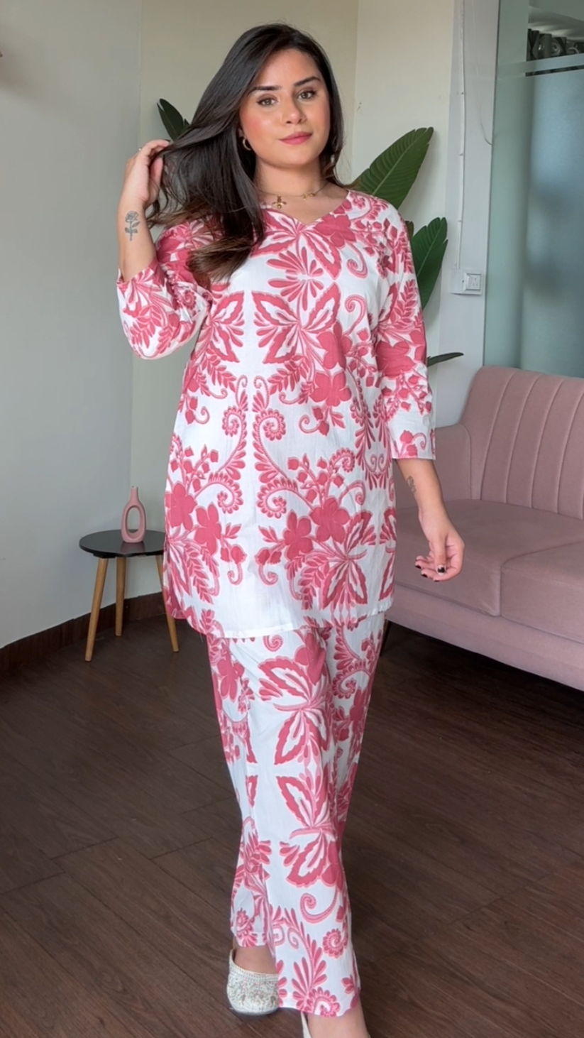 Cotton Blush Pink Basic Ethic Co-Ord Set