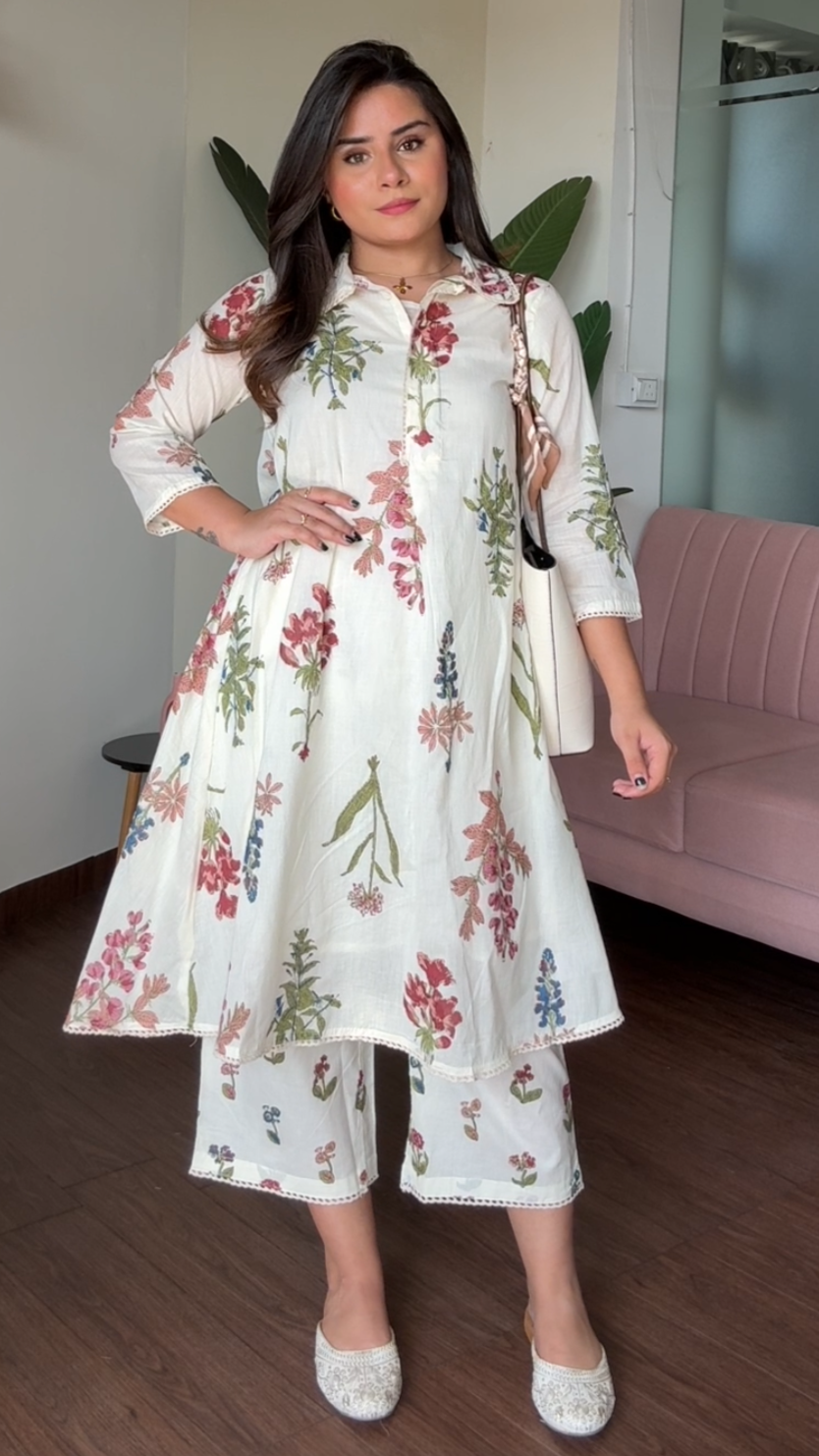 Floral Mul Cotton Co-Ord Set With Inner