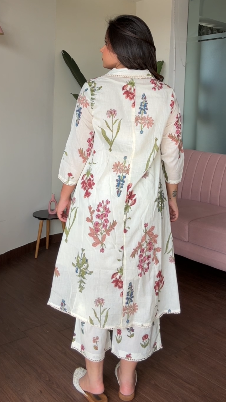 Floral Mul Cotton Co-Ord Set With Inner