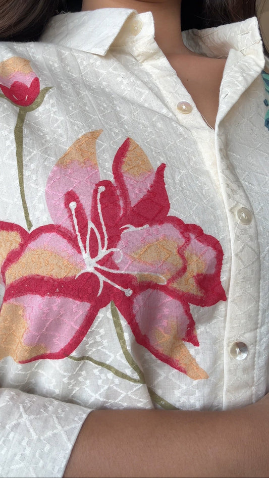 Cotton Floral Flared Tunic Co-ord Set