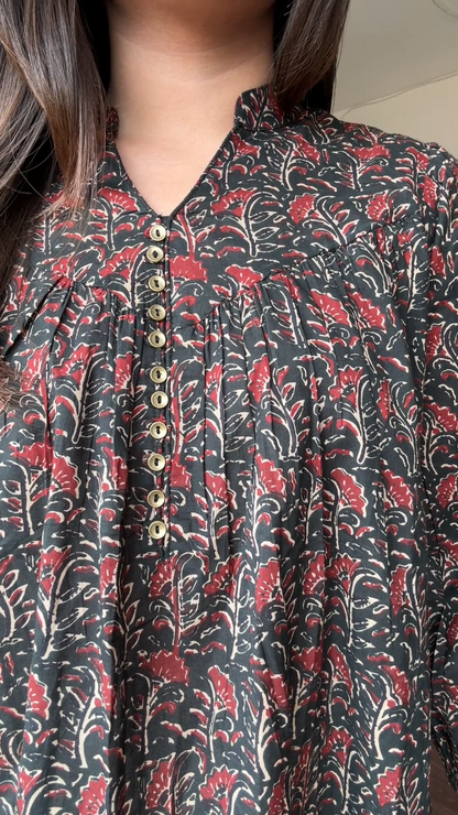 Baloon Sleeves Block Printed Short Kurti