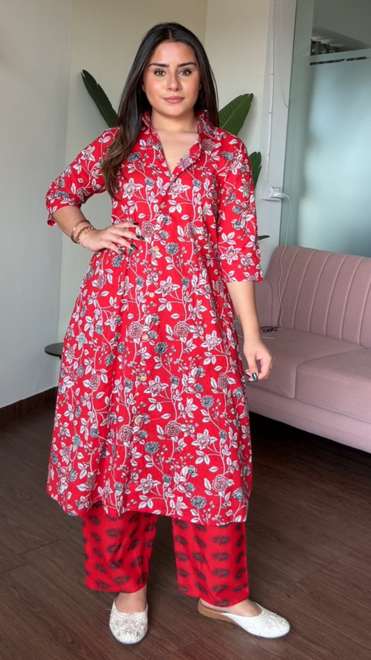Cotton Printed Plazo Set With Pockets