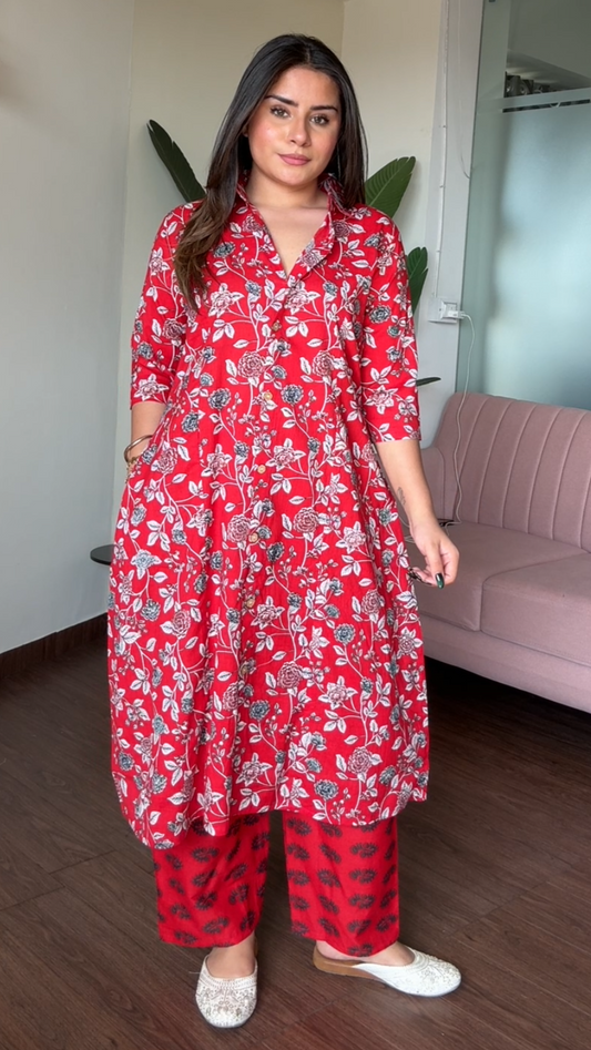 Cotton Printed Plazo Set With Pockets