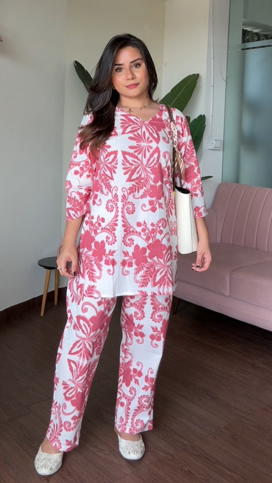 Cotton Blush Pink Basic Ethic Co-Ord Set