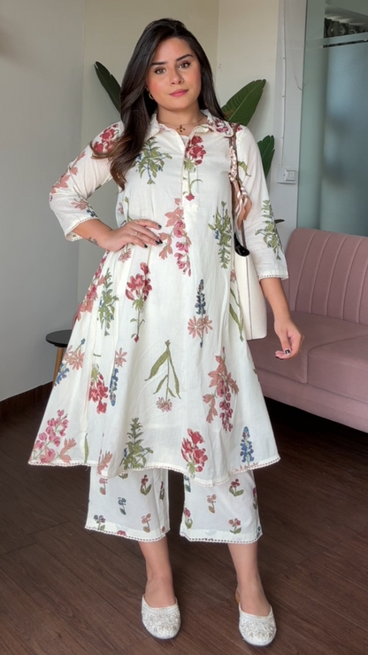 Floral Mul Cotton Co-Ord Set With Inner