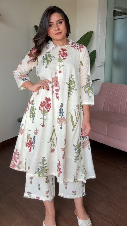 Floral Mul Cotton Co-Ord Set With Inner