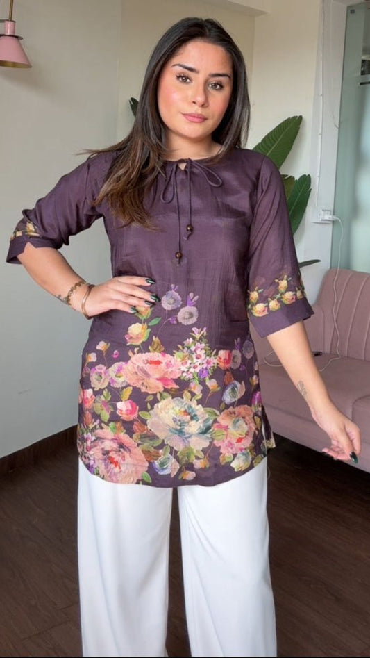 Muslin Digital Printed Short Kurti